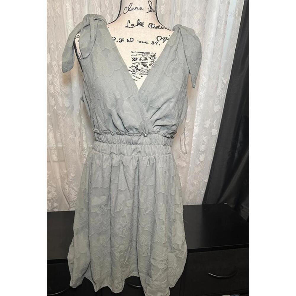 Speechless Green Floral Textured Tie Shoulder Dress XL NWT